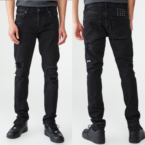 Ksubi Other - Ksubi Chitch Boneyard faded black distressed skinny jeans 34x32